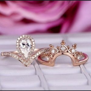 HP🌸Rose Gold Pear Cut Bridal Set